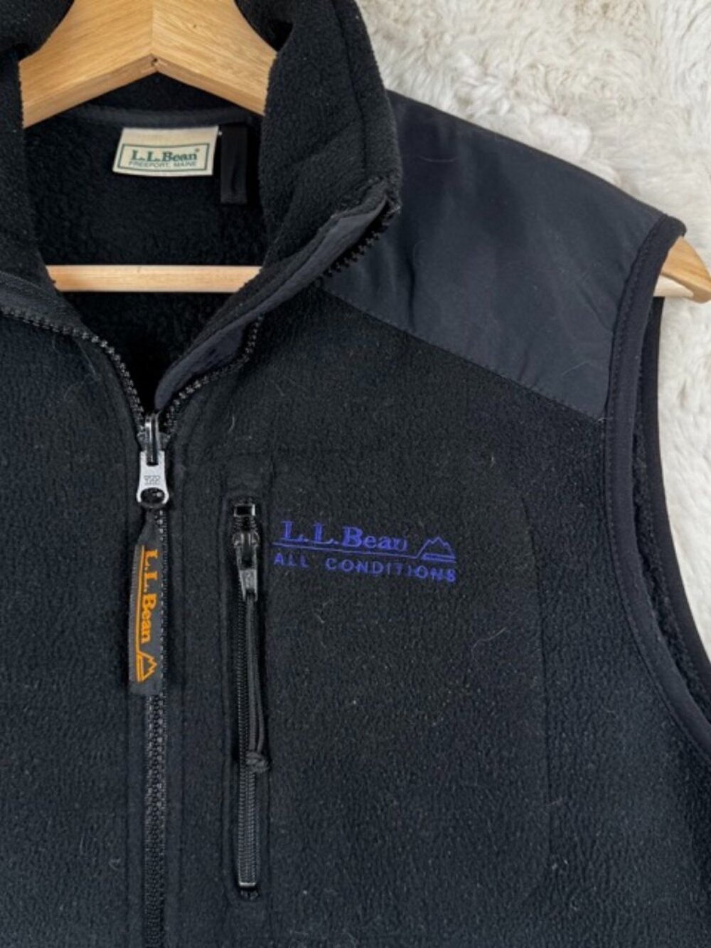 VTG LL Bean Vest Men's Small All Conditions Fleece Made in USA 90s Outdoors